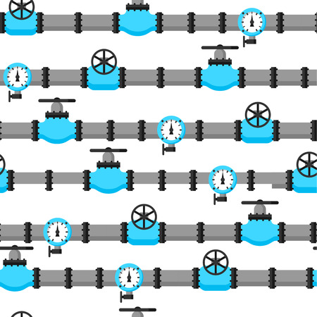 Gas control valve and pipes transportation. Industrial seamless pattern.のイラスト素材