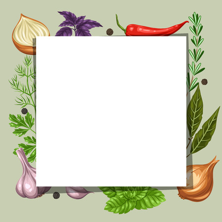Frame design with various herbs and spices.のイラスト素材