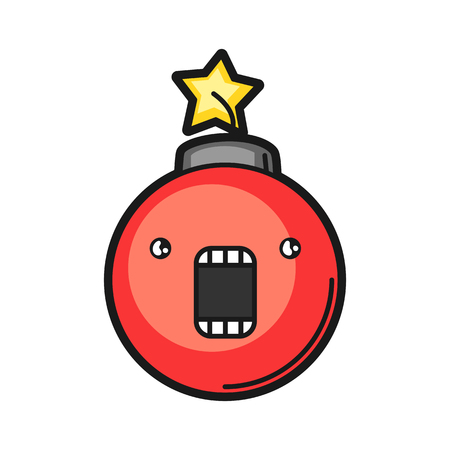 Illustration of red bomb. Icon on white background.のイラスト素材