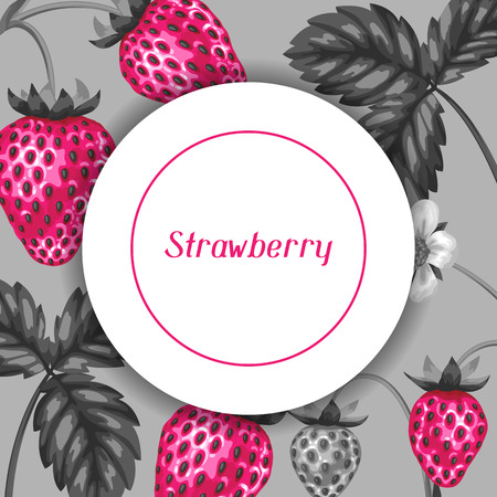 Abstract frame with strawberries in a pop art style.のイラスト素材