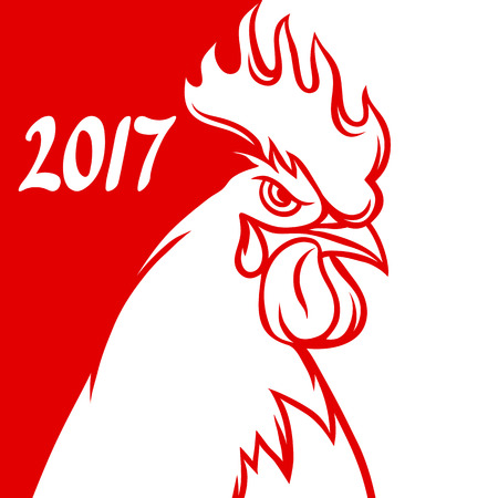 Greeting card with rooster symbol of 2017 by Chinese calendar.のイラスト素材