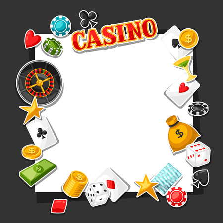 Casino gambling background design with game sticker objects.のイラスト素材