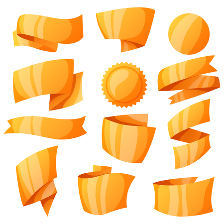 Set of gold banners, ribbons and badges.のイラスト素材