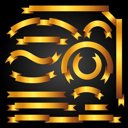 Set of golden banners, ribbons and labelsのイラスト素材