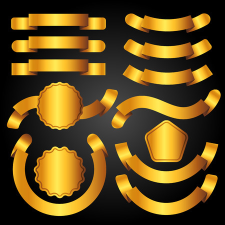 Set of golden banners, ribbons and labelsのイラスト素材
