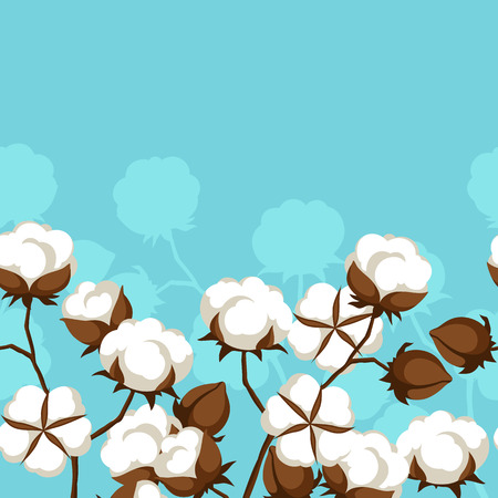Seamless pattern with cotton bolls and branchesのイラスト素材