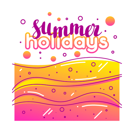 Summer holidays on sandy beach. Stylized illustration of coastlineのイラスト素材