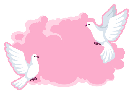 Pattern with white doves. Beautiful pigeons faith and love symbolのイラスト素材