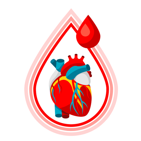 Donate blood. Medical and healthcare iIllustration of human heartのイラスト素材