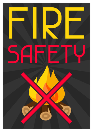 Fire safety. Firefighting poster do not light bonfireのイラスト素材