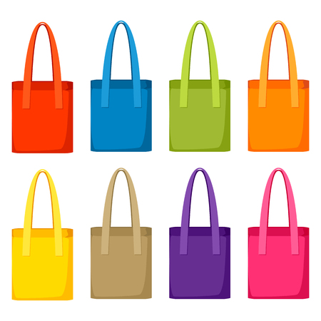 Colored bags templates. Set of promotional gifts and souvenirsのイラスト素材
