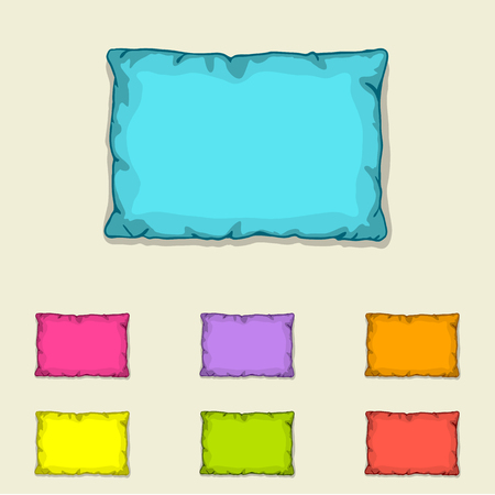 Bed pillow templates. Set of multicolored pillows. Sketch illustrationのイラスト素材