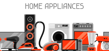 Banner with home appliances. Household items for sale and shopping advertising posterのイラスト素材