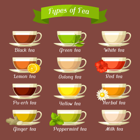 Types of tea.のイラスト素材