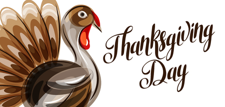 Happy Thanksgiving Day greeting card with abstract turkey.のイラスト素材