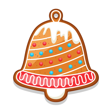 Gingerbread cookies bell. Illustration of Merry Christmas sweetsのイラスト素材