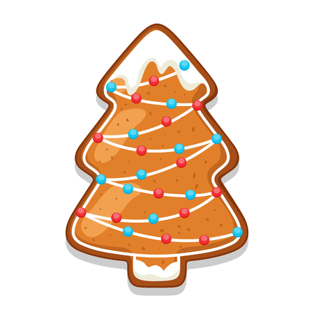 Gingerbread cookies tree. Illustration of Merry Christmas sweets.のイラスト素材