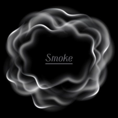 Realistic vector illustration of smoke on black background.のイラスト素材