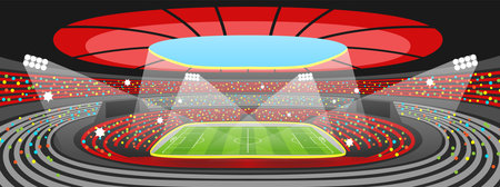 Soccer stadium during sports match. Football arena field.のイラスト素材