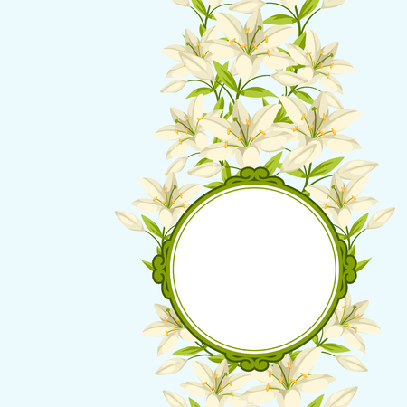 Vintage decorative frame with beautiful lilies. Retro design.のイラスト素材