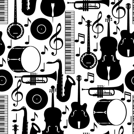 Jazz music seamless pattern with musical instruments.のイラスト素材