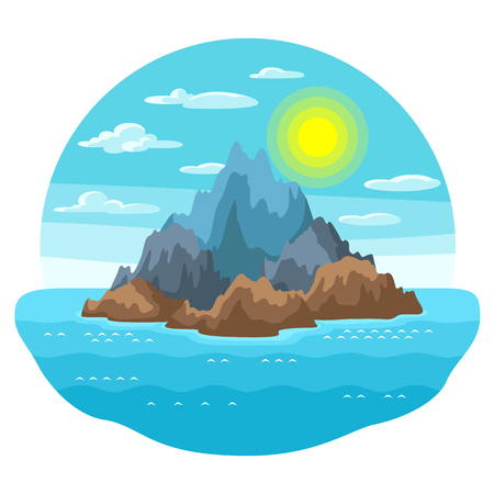Illustration of rocky island in ocean.のイラスト素材