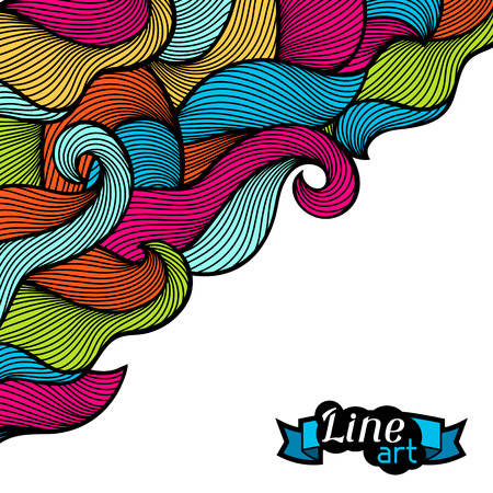 Background with curls and waves. Abstract outline colorful texture. Vector illustration.のイラスト素材