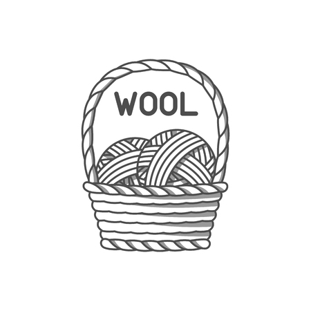 Wool emblem with merino sheep. Label for hand made, knitting or tailor shop.のイラスト素材