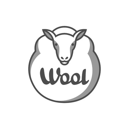 Wool emblem with merino sheep. Label for hand made, knitting or tailor shop.のイラスト素材