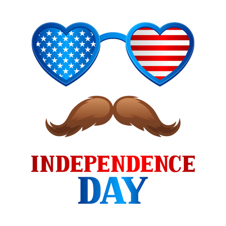 Independence Day patriotic illustration. American flag glasses with stars and stripes.のイラスト素材