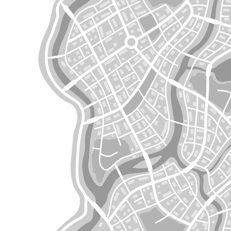 Abstract city map seamless pattern. Illustration of streets, roads and buildings.のイラスト素材