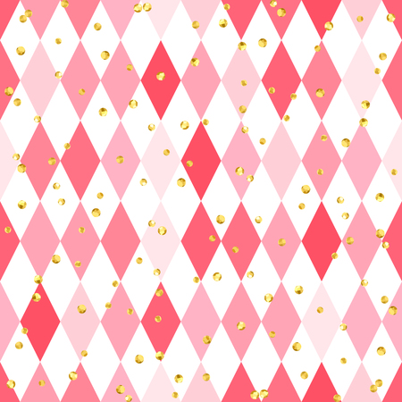 Abstract pink seamless pattern with rhombus and glitter.のイラスト素材