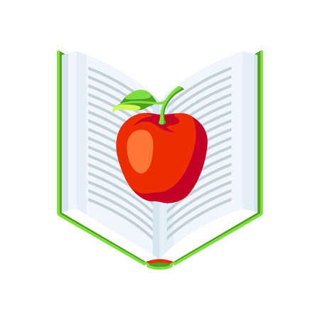 Isometric icon book with apple. Education or bookstore illustration in flat design style.のイラスト素材