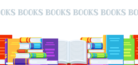 Seamless pattern with books. Education or bookstore background in flat design style.のイラスト素材