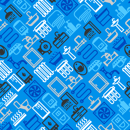 Plumbing seamless pattern. Background for sanitary engineering shop. Sale, service and installation.のイラスト素材