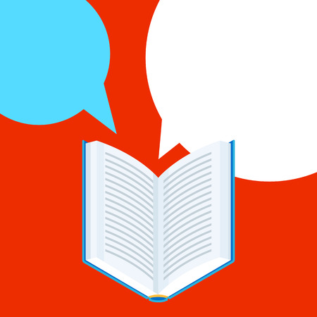 Background with open book. Education or bookstore illustration in flat design style.のイラスト素材