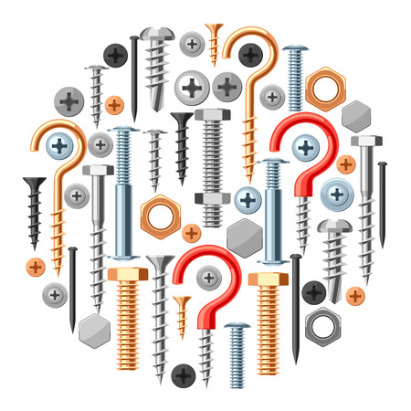 Background with bolts nuts nails. Various iron screws collection.のイラスト素材