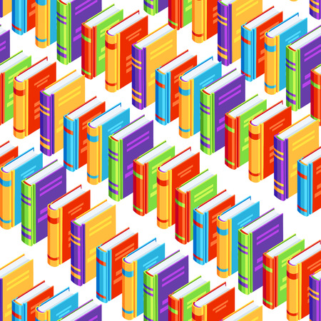Seamless pattern with isometric books. Education or bookstore background in flat design style.のイラスト素材