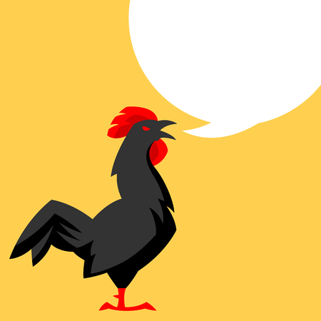 Chicken emblem. Stylized illustration of black cock.のイラスト素材