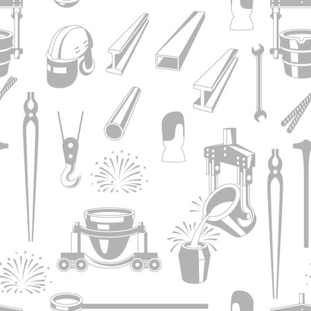 Metallurgical seamless pattern. Industrial items and equipment.のイラスト素材