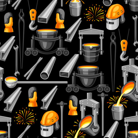 Metallurgical seamless pattern. Industrial items and equipment.のイラスト素材