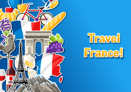 France banner design. French traditional sticker symbols and objects.のイラスト素材