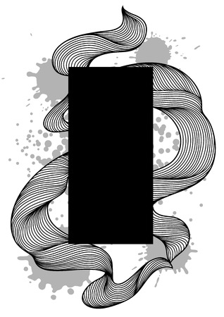 Background with wave line curls. Monochrome stripes black and white texture.のイラスト素材