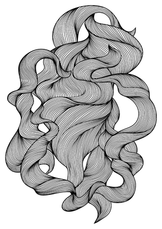 Design with wave line curls. Monochrome stripes black and white texture.のイラスト素材