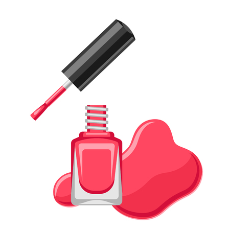 Illustration of bottle with nail polish. Lacquer ads for manicure.のイラスト素材