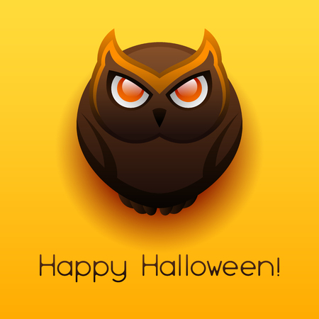Happy Halloween angry owl. Celebration party greeting card.のイラスト素材