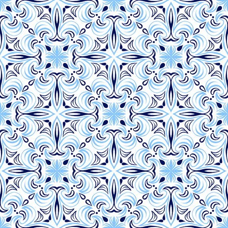 Italian tile pattern. Ethnic folk ornament. Mexican talavera, portuguese azulejo or spanish majolica.のイラスト素材