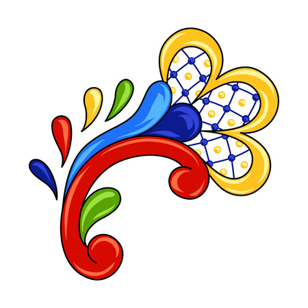 Mexican ornamental flower. Traditional decorative object. Talavera ceramic pattern. Ethnic folk ornament.のイラスト素材