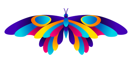 Colorful butterfly. Bright abstract insect on white background.のイラスト素材