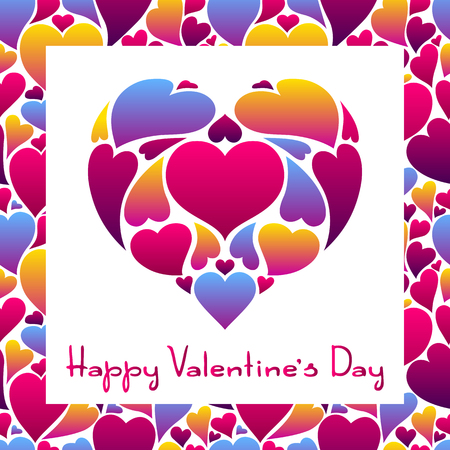 Happy Valentine Day greeting card. Colored heart shape. Love romantic background. weeding design.のイラスト素材